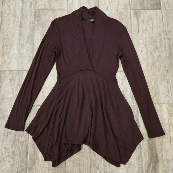 Made By Johnny Tunic Top Womens Size M Long Sleeve V Neck Asymmetrical Hem - Picture 1 of 7